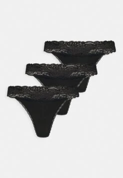 Anna Field 3 Pack Lace Trim Thong - Tanga - Black -Anna Field 13815b0c5eb74aefa009a72fbc0b00d7