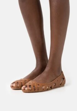 Anna Field Leather - Bailarinas Peeptoe - Cognac