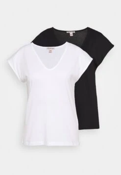 Anna Field Basic V Neck Drop Shoulder 2 Pack- Camiseta Básica - Black/White -Anna Field 3f70515ddea441198ad67ad028d850d3