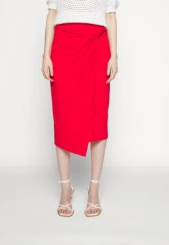 Anna Field Front Knot Midi Skirt - Falda De Tubo - Red -Anna Field 5416aafe16b74467a3d37a8be5316c53