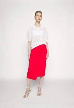 Anna Field Front Knot Midi Skirt - Falda De Tubo - Red -Anna Field 5700a7cc5020448db886e59540152e63