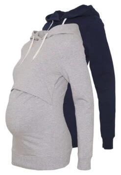 2 Pack Nursing Hoodie - Jersey Con Capucha - Light Grey/Dark Blue