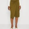 Anna Field Front Knot Midi Skirt - Falda De Tubo - Khaki -Anna Field 933a7b9984fc46649021338a1ef42a76