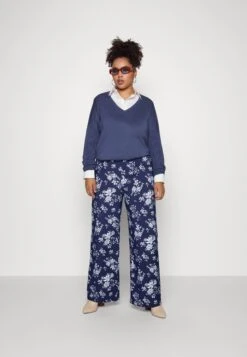 Wide Leg Pant - Pantalones - Dark Blue/Off-White -Anna Field afd4b8cd38cf44ce8abd0fd77372f333
