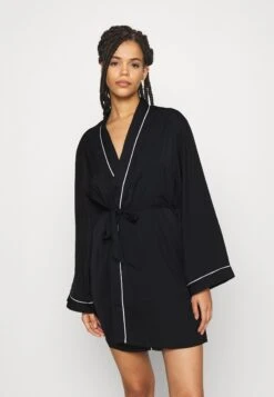 Anna Field Amanda Satin Dressing Gown - Albornoz - Black